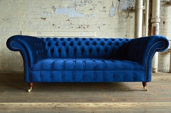 Chesterfield Big Dekor Textil Design Wohnzimmer Couch Sofa Polster 3 Sitz