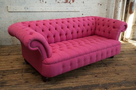 Chesterfield Big Textil Dekor Design Wohnzimmer Couch Sofa Polster 3 Sitz