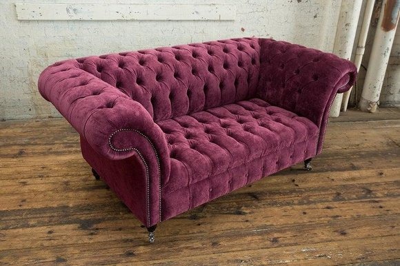 Chesterfield Big Textil Design Wohnzimmer Couch Sofa Polster Deko 2 Sitz