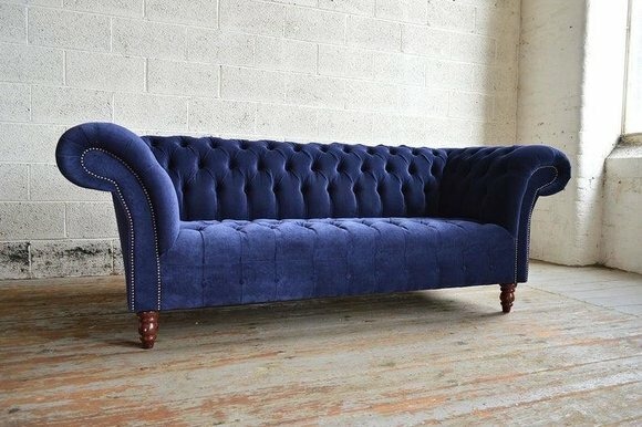 Chesterfield Big Textil Design Dekor Wohnzimmer Couch Sofa Polster 3 Sitz