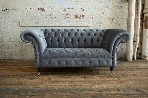 Chesterfield Big Textil Design Wohnzimmer Couch Sofa Polster 2 Sitz