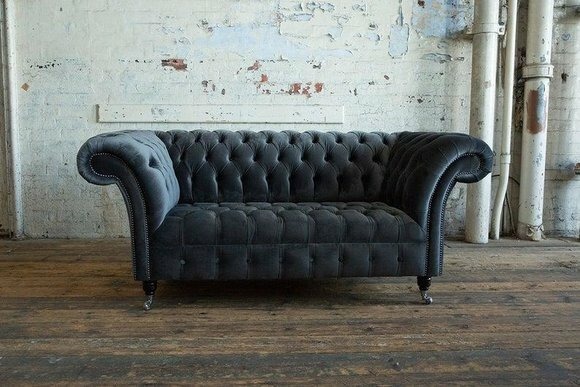 Chesterfield Big Textil Design Wohnzimmer Couch Sofa Polster 2 Sitz Leder #123