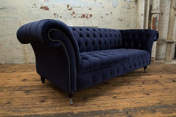 Chesterfield Design Sofa 3 Sitzer Couch Polster Luxus Klassische Textil Couchen