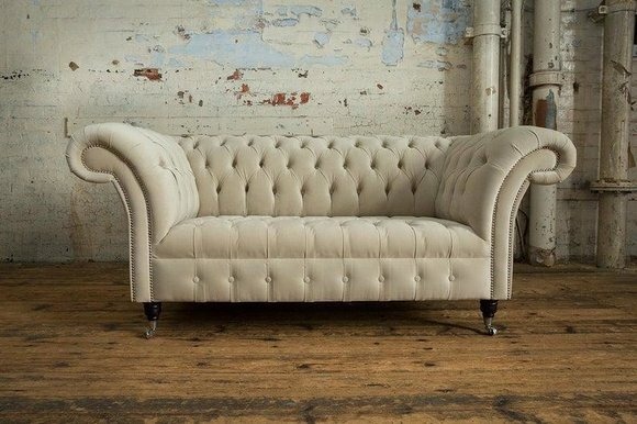 Chesterfield Polster Sofas Design Luxus Stoffsofas Textil Sofa 2 Sitzer Sofa Neu