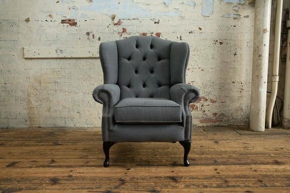 Chesterfield Design Luxus Stoffsofas Textil Ohrensessel 1 Sitzer Sofa Polster