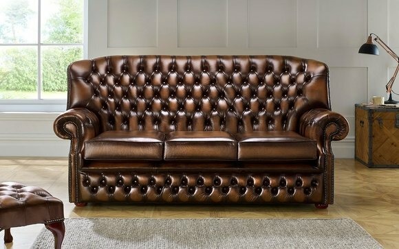 Klassische Leder Sofa Couch Polster 3 Sitzer Leder Sofas Dekor Couchen