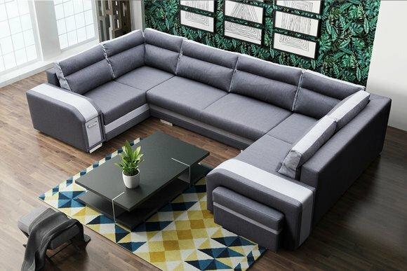 XXL Wohnlandschaft Ecksofa Sofa Couch Polster Garnitur Ecke Designer U-Form