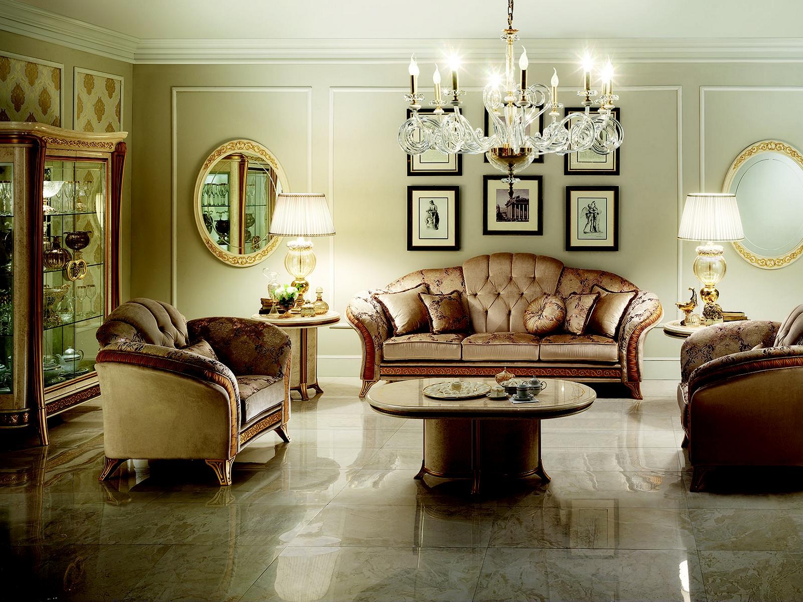 Sofagarnitur Sofa Couch 3 + 2 Wohnzimmer Designer Möbel Klassisch Barock