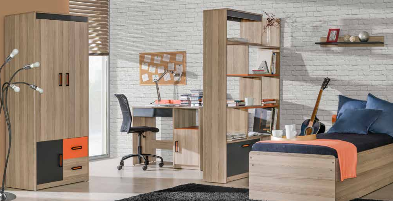 5 tlgs. Jugendzimmer Schlafzimmer Modernes Kinder Zimmer Schrank Tisch