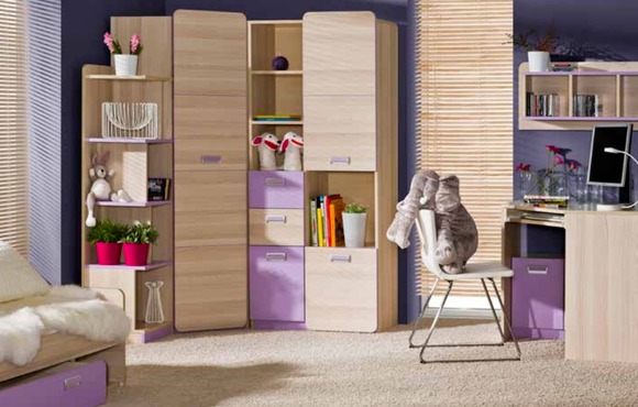 Komplett Jugendzimmer Kinderzimmer Set Bett Deko Kleiderschrank Kommode