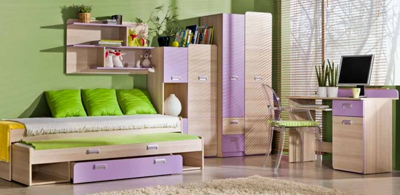 Komplett Jugendzimmer Kinderzimmer Set Bett Kleiderschrank Deko Kommode