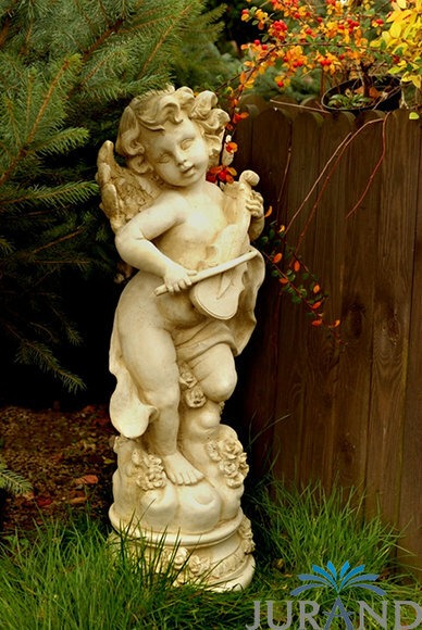 GARTENFIGUR STEINFIGUR ENGEL FIGUR GARTEN SKULPTUR STEINGUSS DECORATIVE