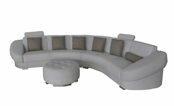 Rund U Form Sofa Polster Eck Garnitur Leder Wohnlandschaft Couchen XXL + Hocker