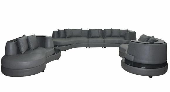 Luxus Wohn Eck Leder Deko Garnitur Landschaft Polster Ecke XXL Big Sofa