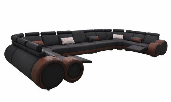 XXL Couch Big Eck Sofa Leder Eck Garnitur Landschaft Ecke Polster Wohn