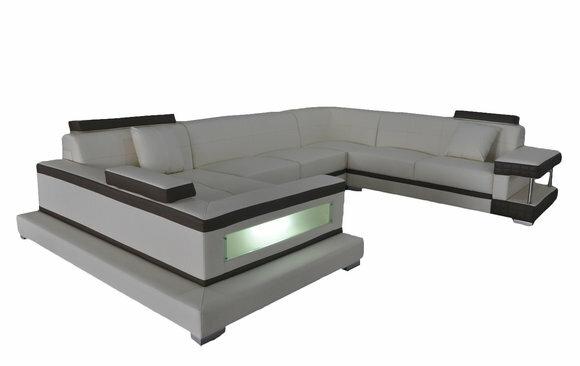 Design Leder Polster Sitz Ecke Leder Sofa Polster Eck Landschaft Zimmer