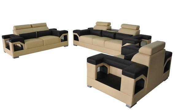3+2+1 Garnitur Leder Sofa Couch Polster Couchen Sofas Wohnlandschaft