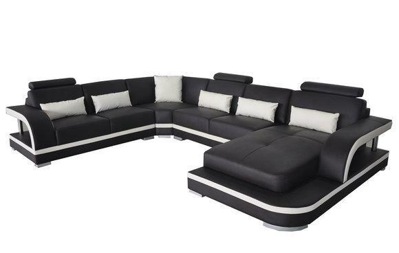 Leder Eck Sofa Eck Wohnlandschaft Garnitur Design Modern Couch Deko Sofas
