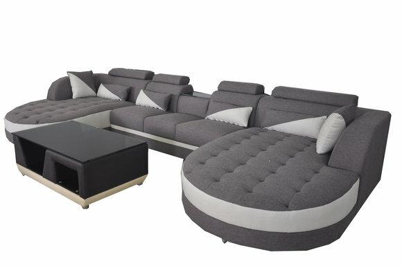 Leder Sofa Moderne Couch Polster Wohnlandschaft + Tisch Couchen Sitz