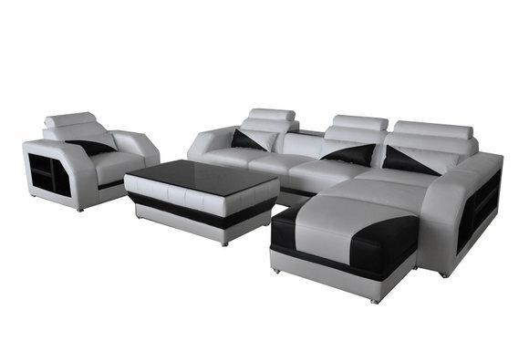 Leder Eck Sofa Garnitur Sofas Couchen Polster Wohnlandschaft Sessel Ecke