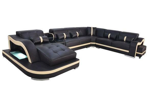 Leder Couch Polster Sitz Wohnlandschaft Modern Eck Garnitur Sofa