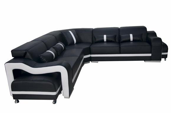 Ledersofa Couch Wohnlandschaft Garnitur Modern Design Ecke Sofa L-Form