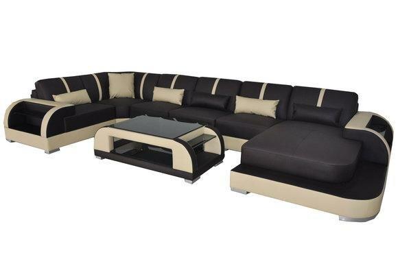 Leder Couch Polster Sitz Eck Garnitur Moderne Design Wohnlandschaft