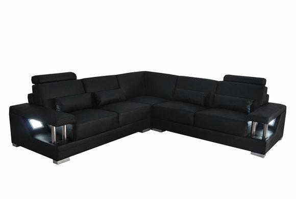 Ledersofa Couch Wohnlandschaft Eck Deko Garnitur Design Modern Sofa L-Form