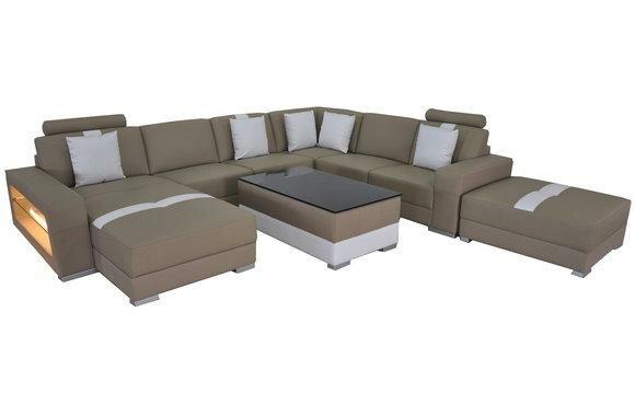Ledersofa Dekorative Couch Wohnlandschaft Eck Garnitur Design Modern Sofa