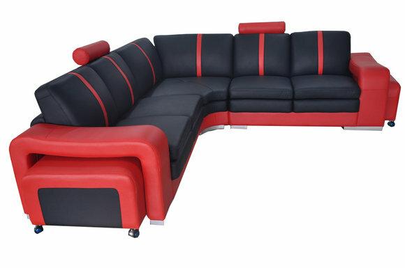 Eck Sofa Couch Polster Eck Sitz Leder Garnitur Wohnlandschaft Beleuchtet