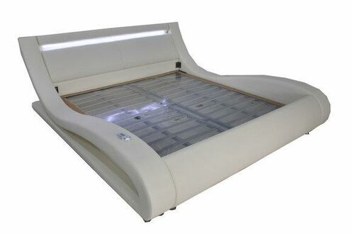 Luxus Leder Design Polster Betten Doppel Modernes Beleuchtet Ehe Bett