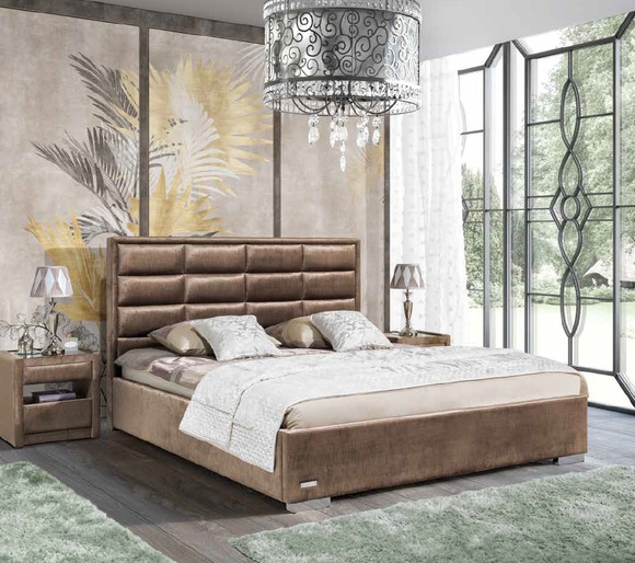 Designer Bett Schlafzimmer Betten Textil Leder Hotel Luxus Samt Polster