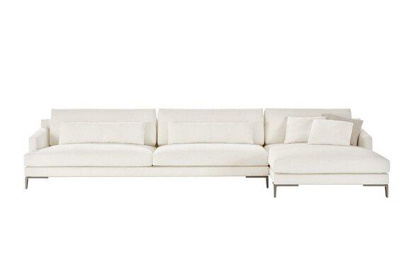 Weiß Couch Wohnlandschaft Stoff Eck Garnitur Design Modern Textil Sofa