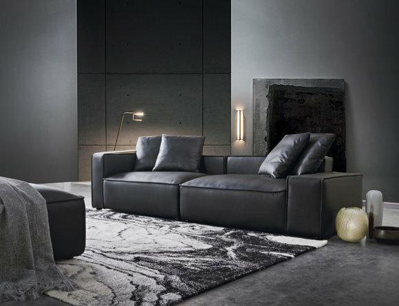 Dreisitzer Couch Polster Design Sofa 3er Sitz Sofas Zimmer Möbel Schwarz
