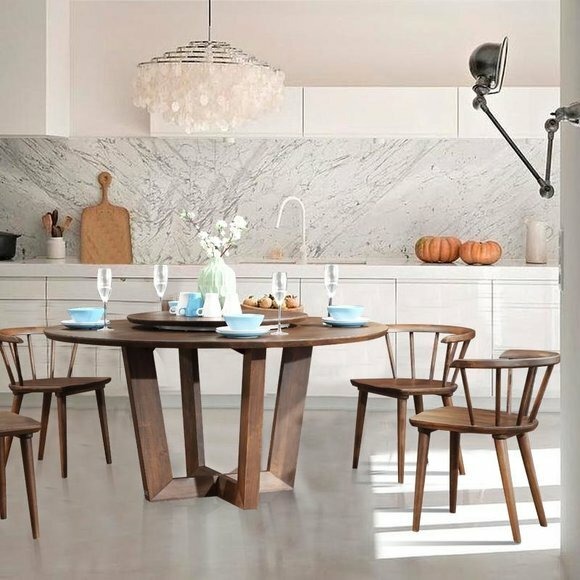 Italienische Holz Möbel Tisch 4 Lehn Stühle Stuhl Tische Sitz Polster