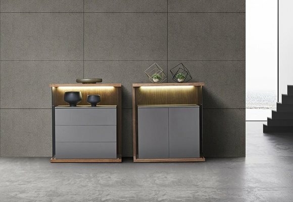 Design Kommode Anrichte 2er Set Side Lowboard Schrank Regal LED
