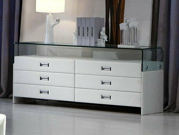 Design XXL Sideboard Glas Ablage Leder Kommoden Schrank Loawboard