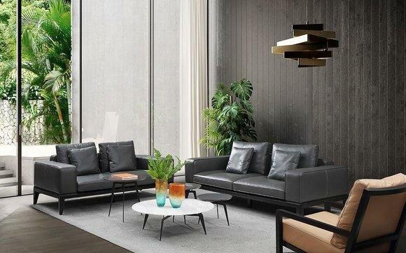 Luxus Designer Sitz Garnitur Sofa Polster Set Italy Leder Textil 2+2 Neu Couch