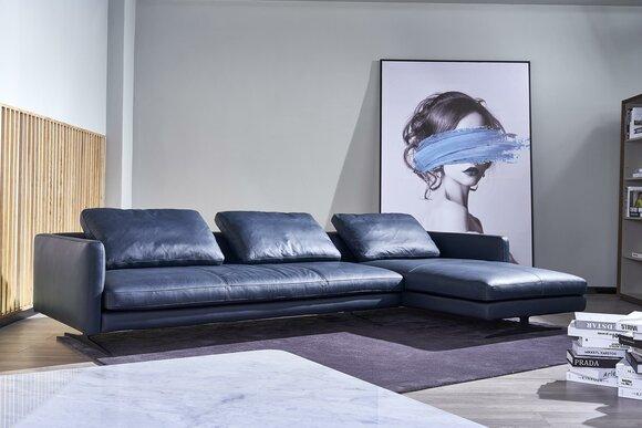 Leder Sofa Couch Eck Garnitur Wohn Zimmer Sitz Landschaft L Form