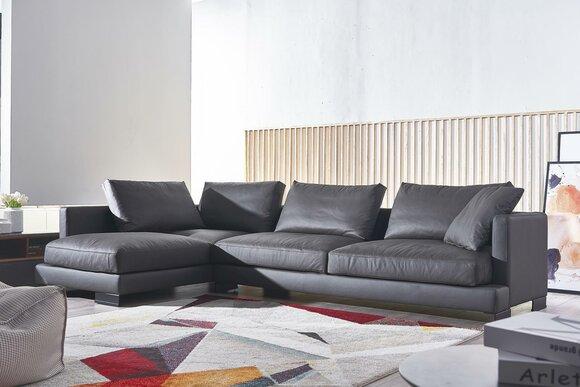 Sofa Leder Eck Garnitur Landschaft L Form Luxus Wohn Polster Couch