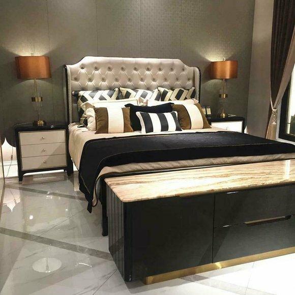 Leder Bett Polster Design Luxus Doppel Hotel Holz Betten Schlaf Zimmer