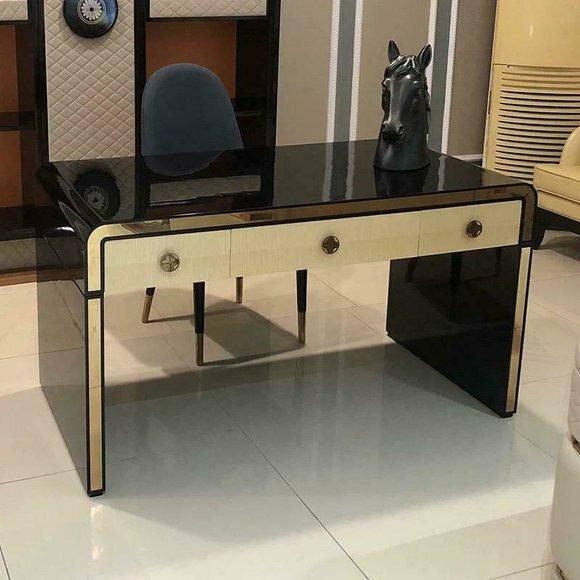 Design Tisch Sekretär Luxus Schreib Büro Möbel Hochglanz Metall Tische