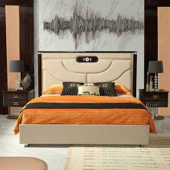 Leder Bett Polster Design Luxus Doppel Hotel Ehe Betten Holz Schlaf