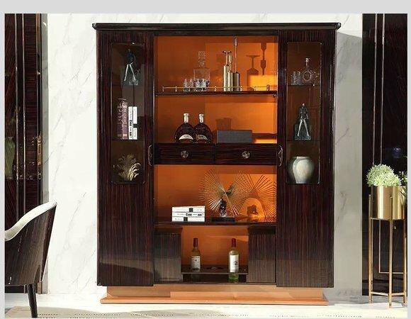 Vitrinen Bar Schrank Haus Designer Schränke Wand Regal Holz Leder