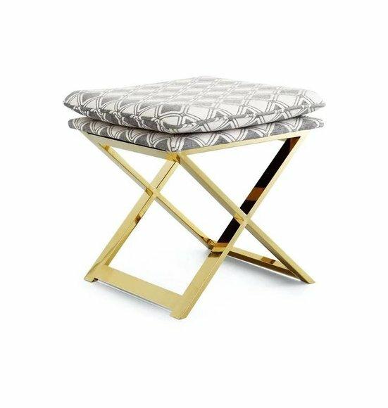 Designer Hocker Polsterhocker Fuß Ablage Möbel Wohnen Deko Sitzbänke Sitz
