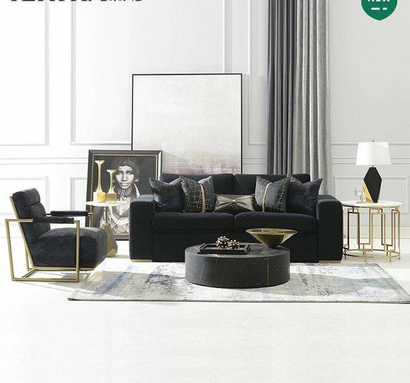 Sofa Couch Samt Polster Sitz 3+1 Sitzer Design Couchen Sofas Metall Neu