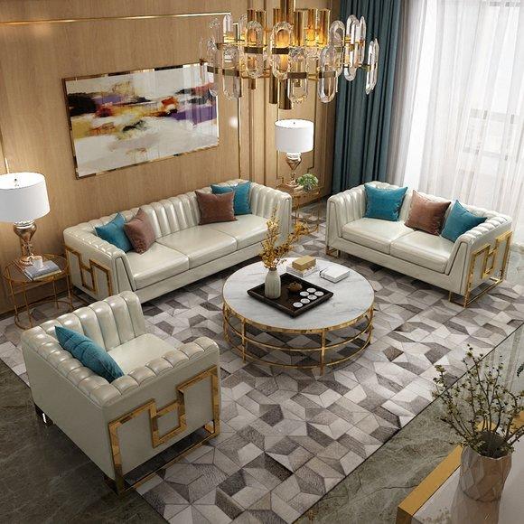 Edelstahl Couch Polster Sitz Garnitur Sofa 3+1 Wohnzimmer