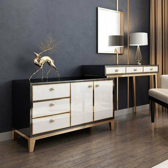 Konsolen Schmink Tische Tisch Designer Holz Kommode Side Board