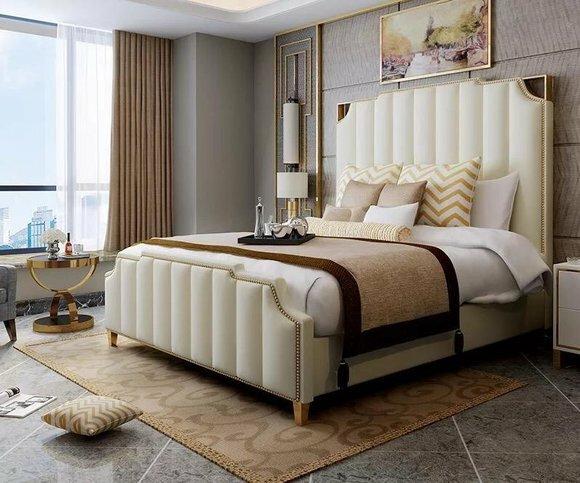 Leder Luxus Hotel Bett Doppel Polster Betten Schlaf Zimmer 180x200