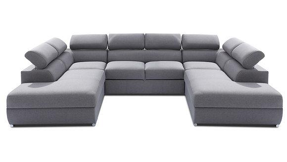 Design Wohnlandschaft Bettfunktion Stoff Ecksofa U-Form Sofa Couch Textil